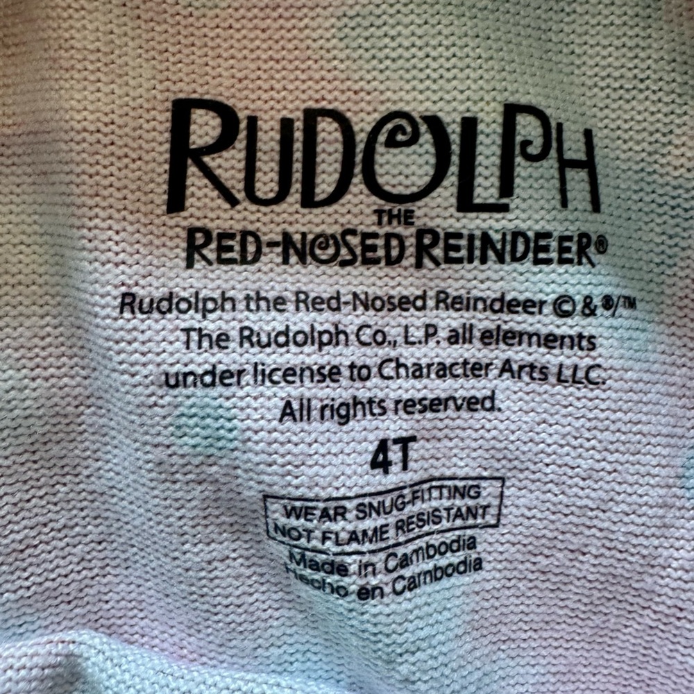 Festive Red Kids Pajamas with Rudolph Print - Picture 2 of 2